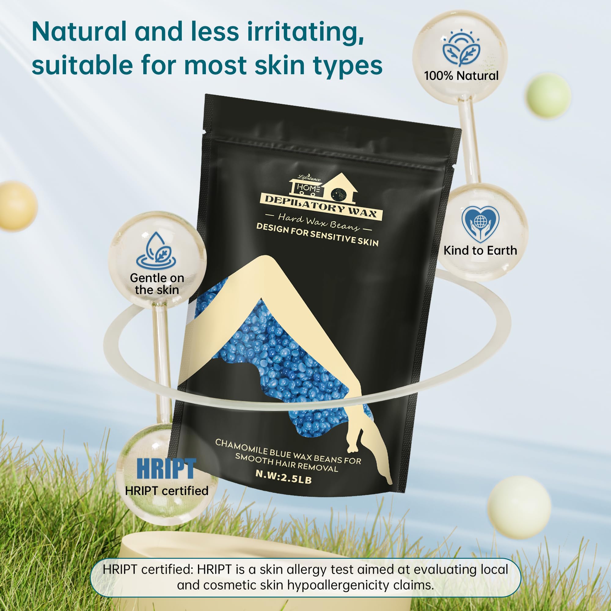 Lifestance at-home wax kit for Brazilian areas with face use shown