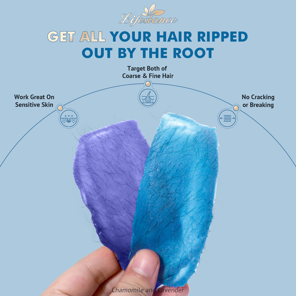 Lifestance blue wax beads target coarse hair for precise waxing.