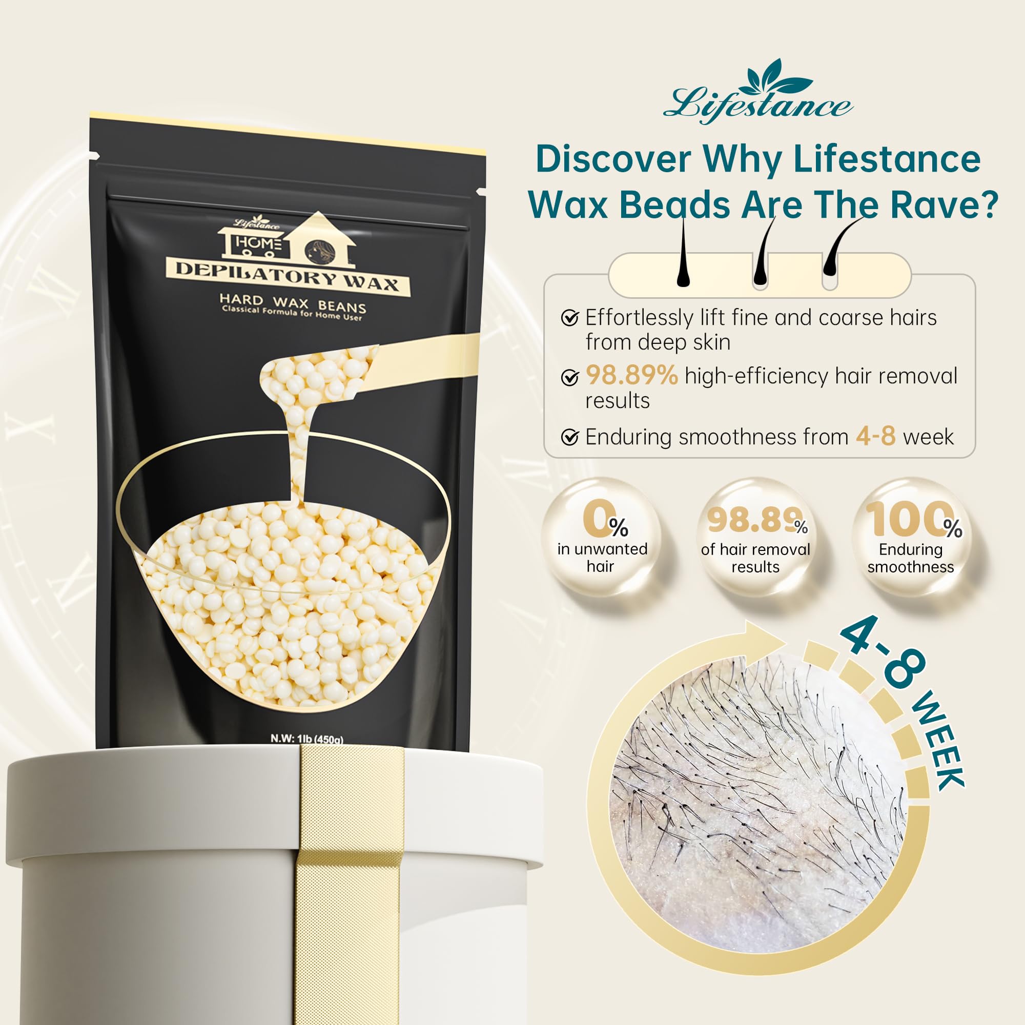 Lifestance wax beads being poured for at-home waxing