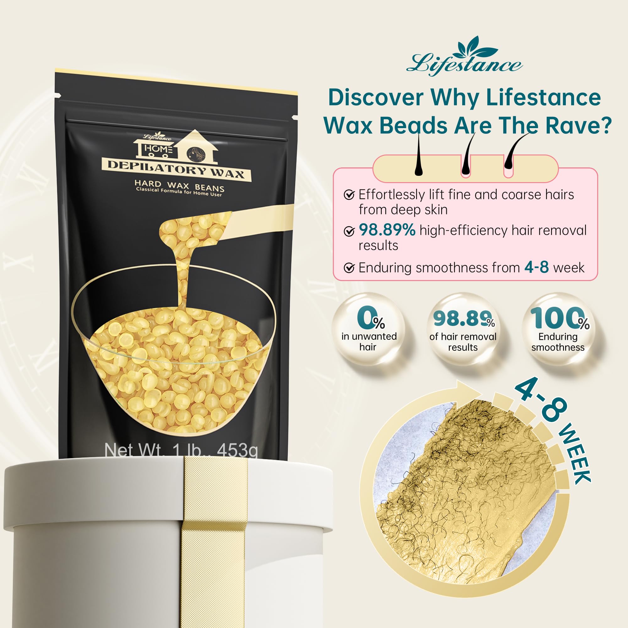 Lifestance Honey Wax Beads low-temperature melt for comfortable application