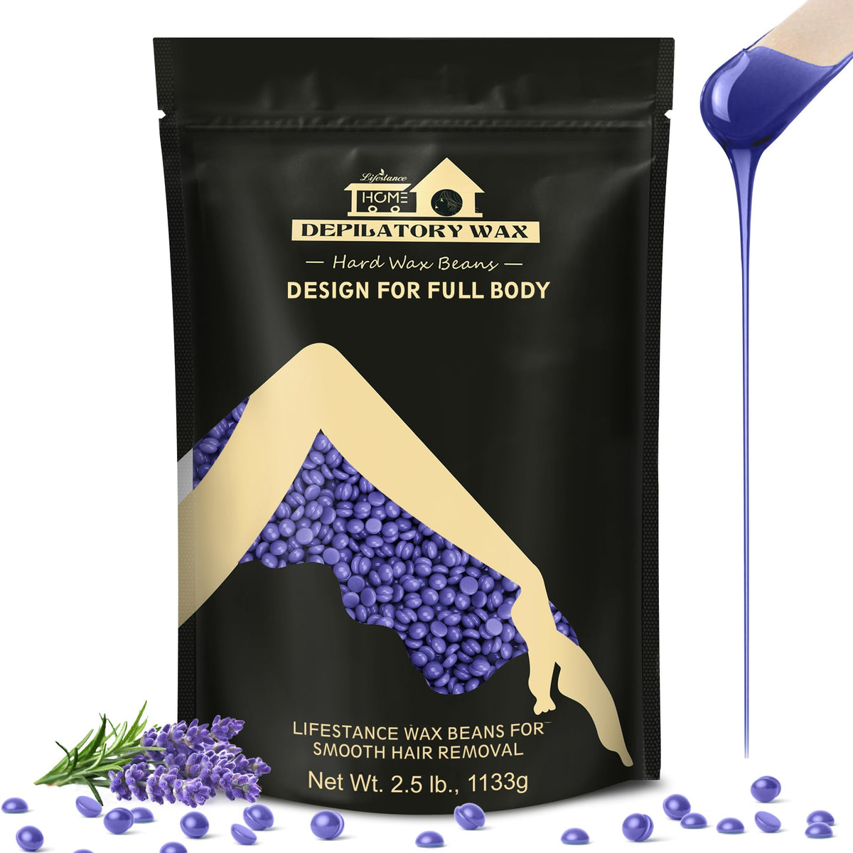 Lifestance Lavender Wax Beads packaging for at-home waxing convenience