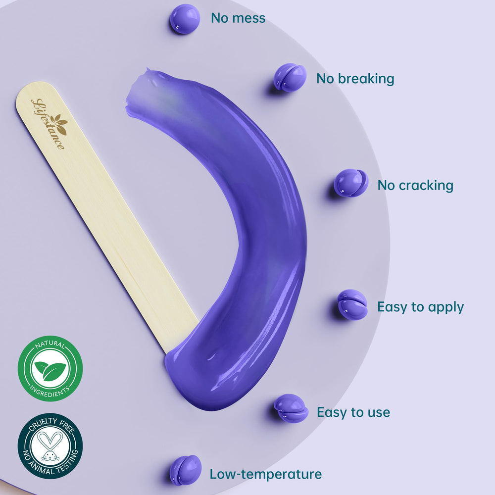 Lifestance lavender wax on the leg during waxing session at home