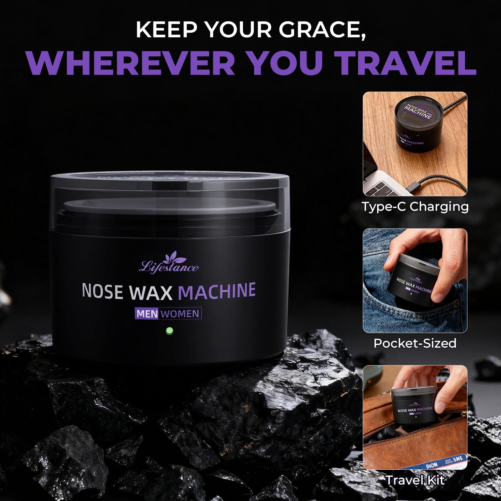 Lifestance Nose Wax Kit silicone bowl simplifies wax handling and cleanup.