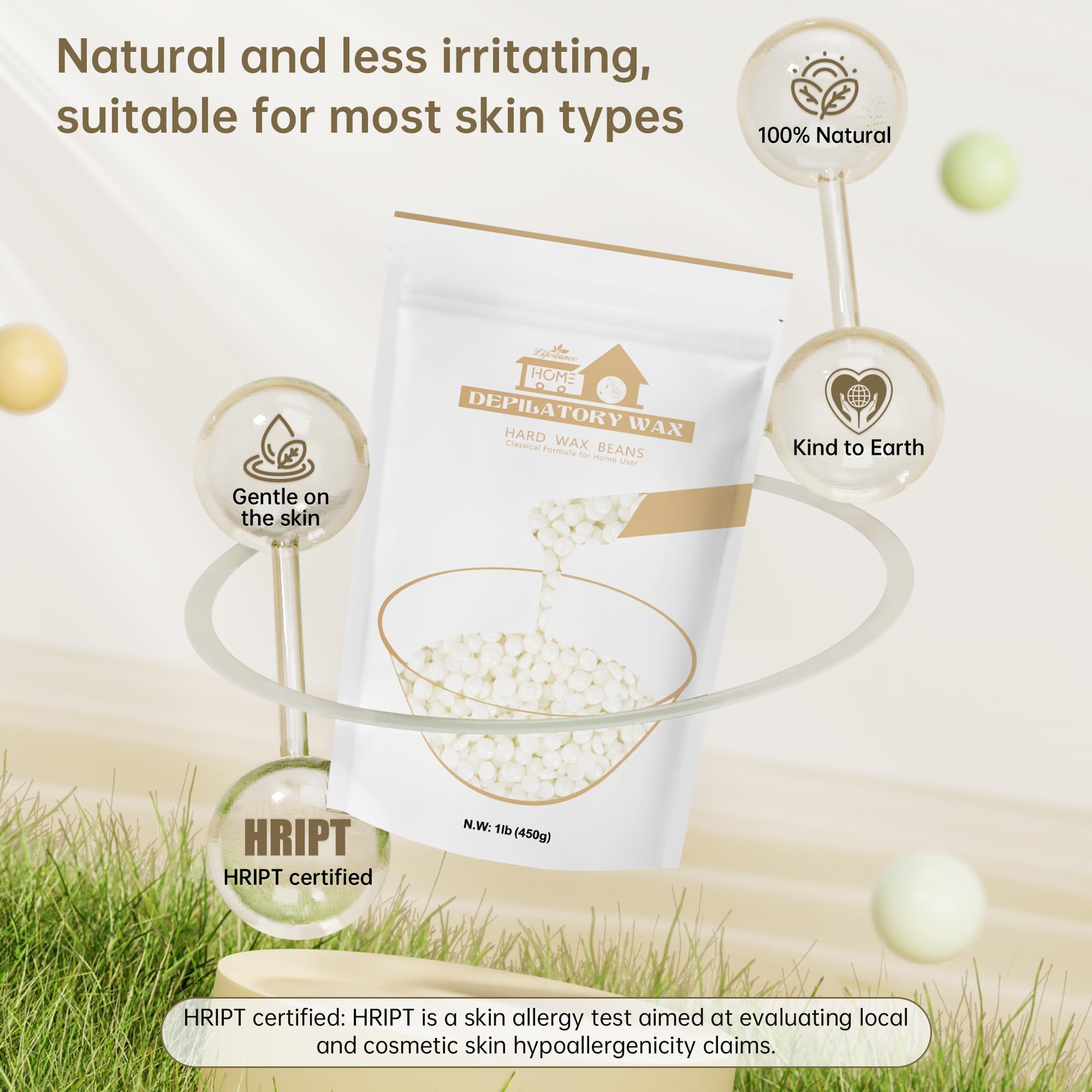 Lifestance Pearl White wax beads for facial waxing ideal on eyebrows