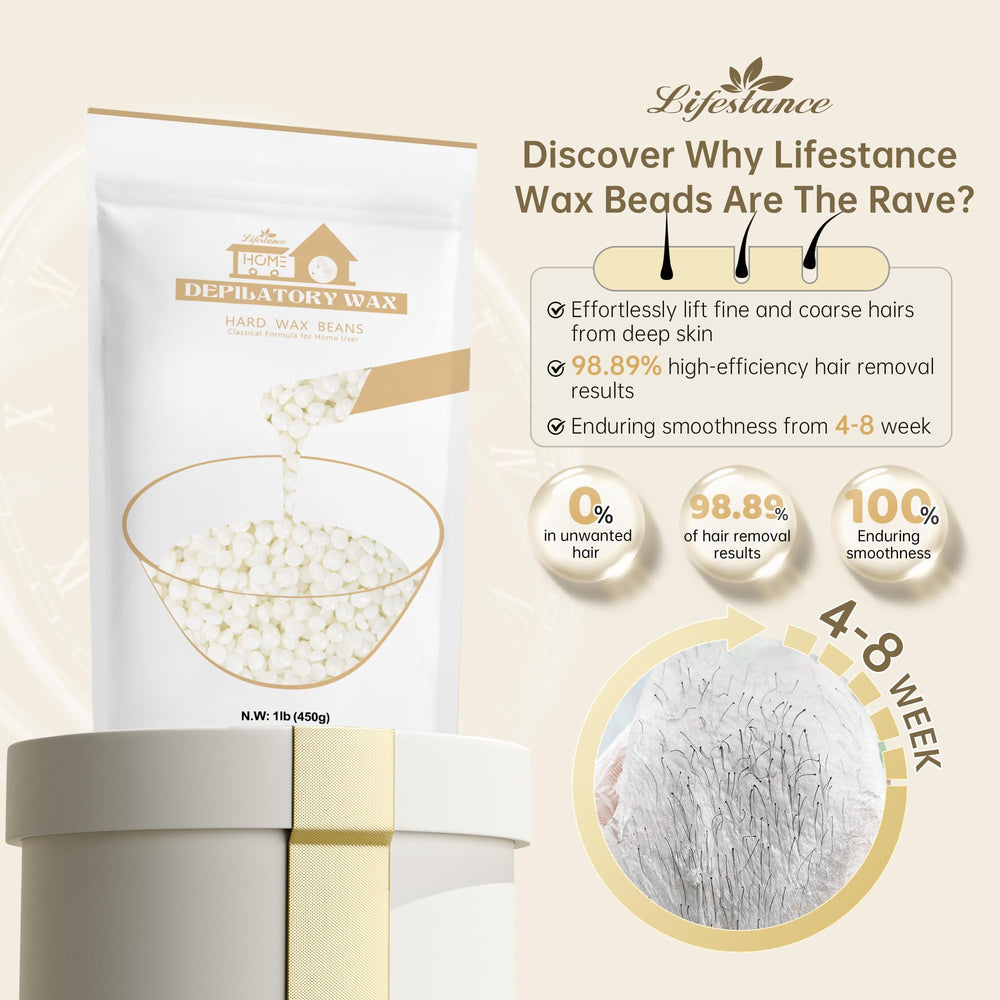 Lifestance Pearl White wax beads melting at low heat for comfortable at-home waxing