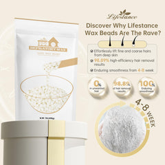 Lifestance Pearl White wax beads melting at low heat for comfortable at-home waxing