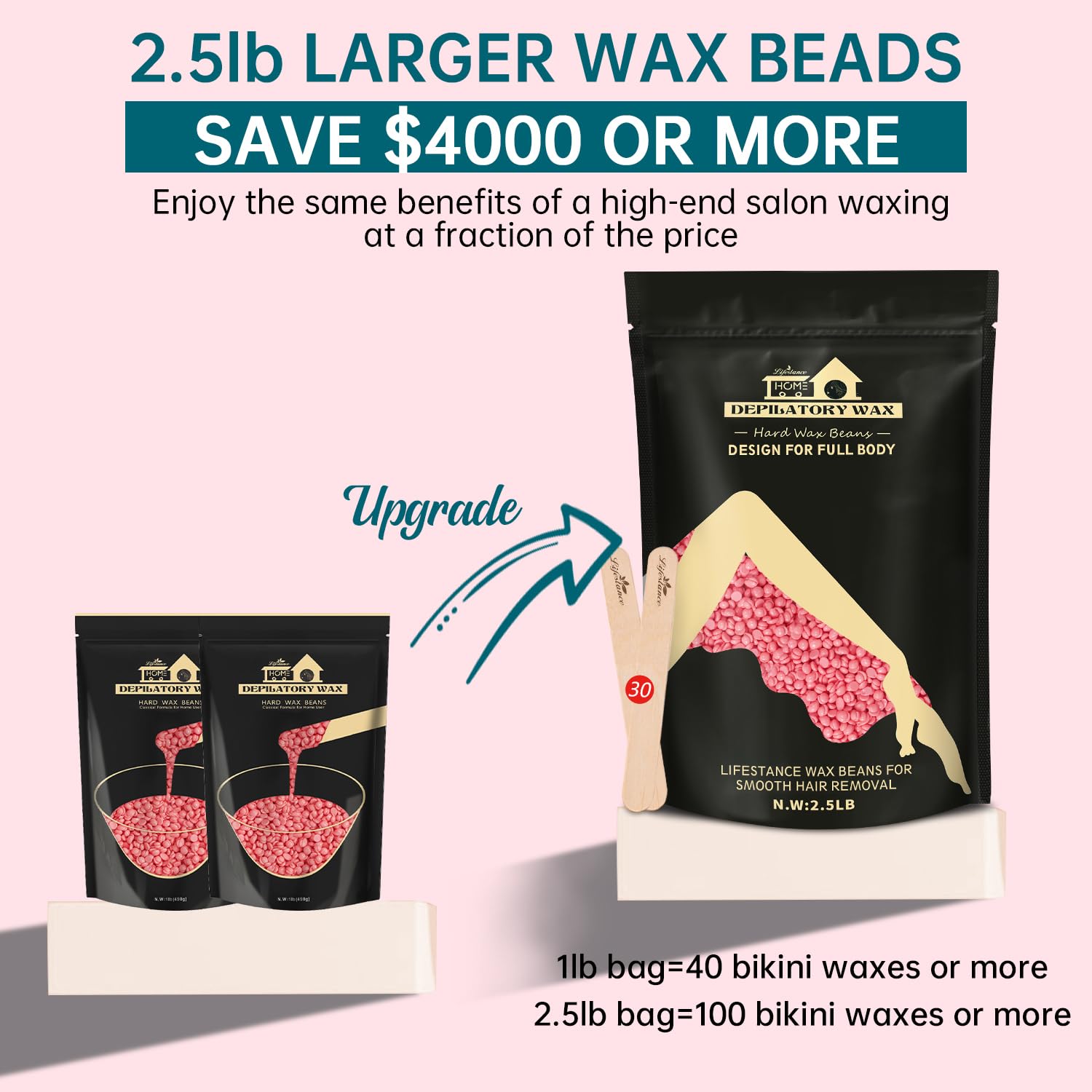 Lifestance rose wax beads melting at a lower temperature for gentle application.
