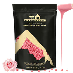 Lifestance rose wax beads packaging for at-home salon-quality waxing.