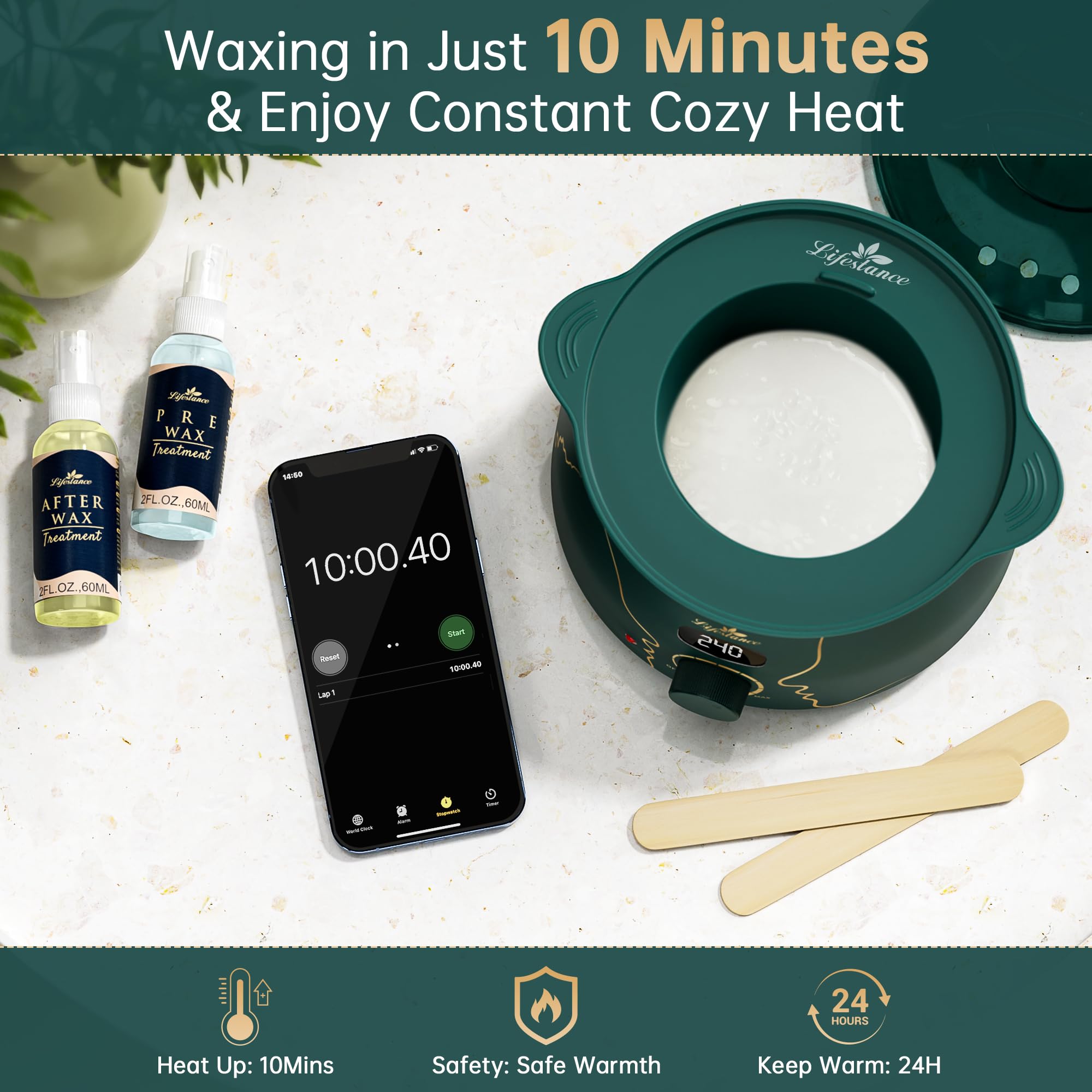 Lifestance silicone pot liner enables easy cleanup after waxing.