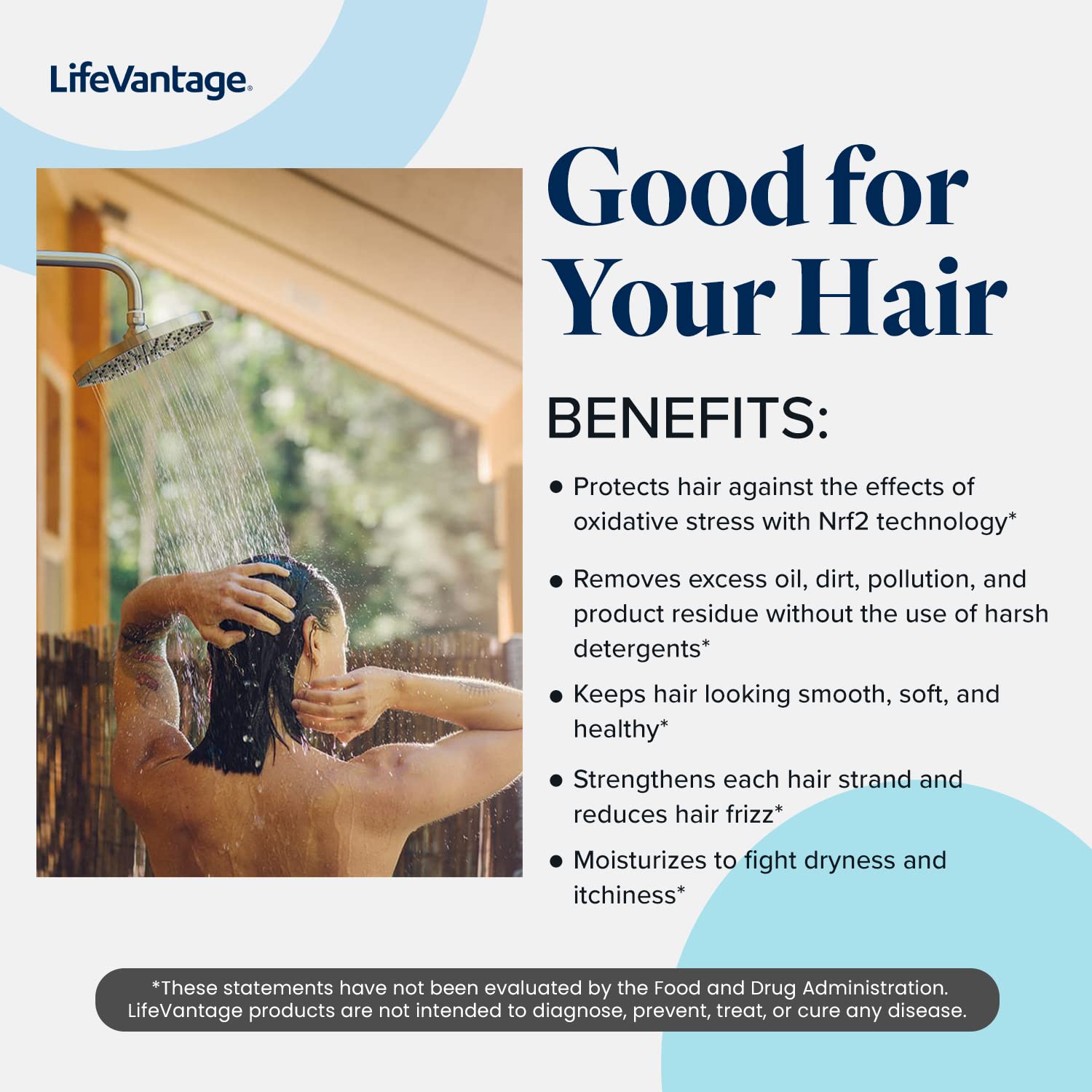 LifeVantage Nourishing Hair Shampoo lather close-up hints refreshing scent