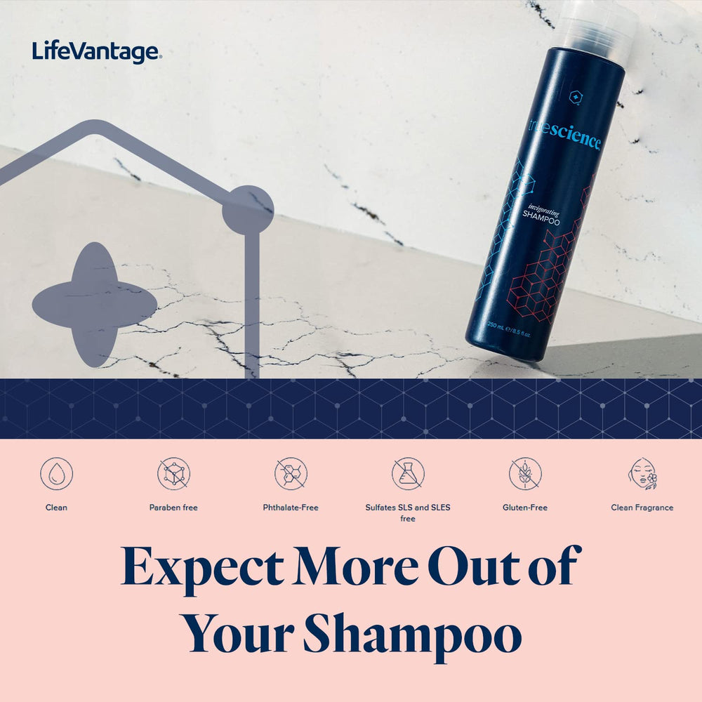 LifeVantage Nourishing Hair Shampoo peppermint-oil detail evokes cooling relief