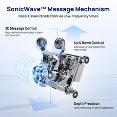 Lifevibe sound wave therapy detail showing calming vibrations for tense muscles.