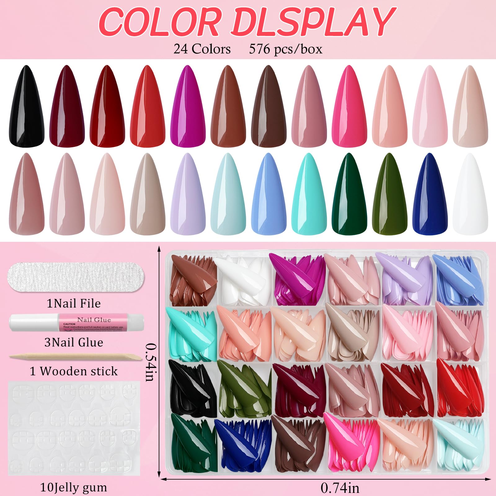 Lifextol stiletto long nails with glossy finish for durable, salon-like wear