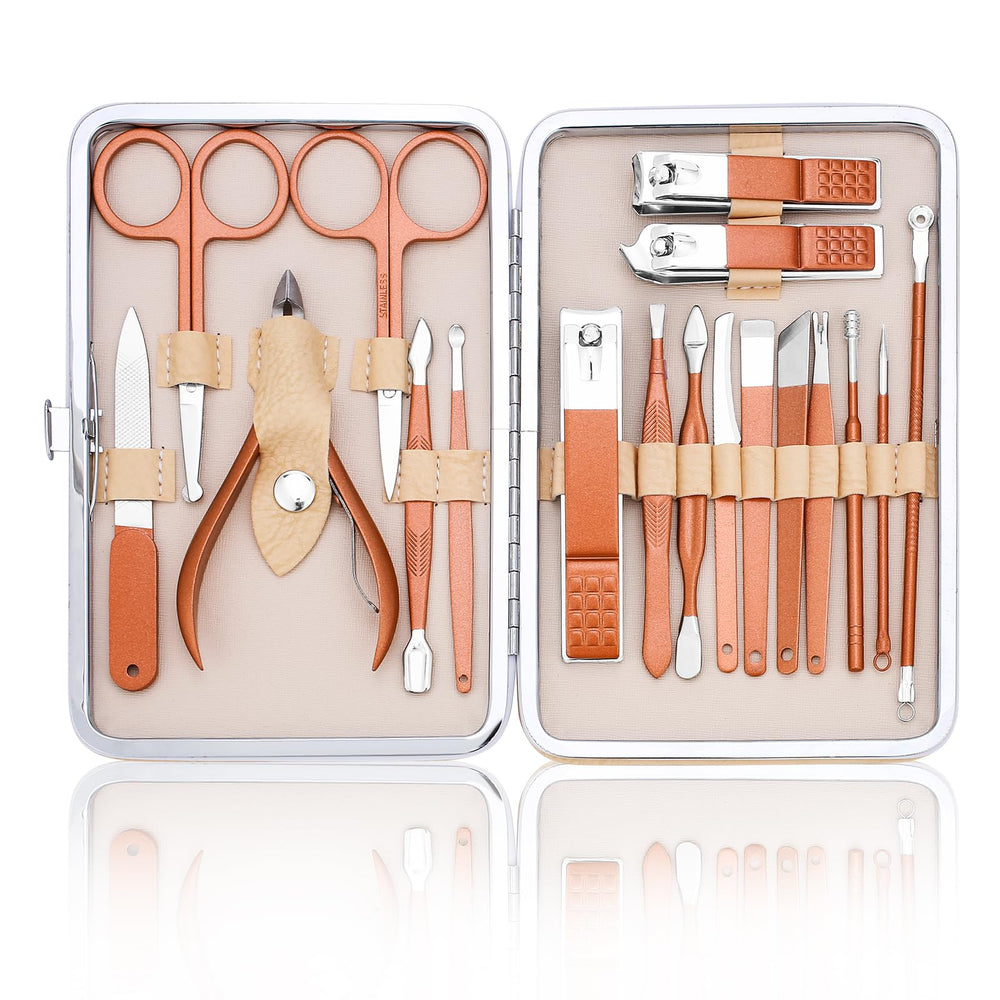 LifHap professional nail care kit rose gold case for stylish travel storage.
