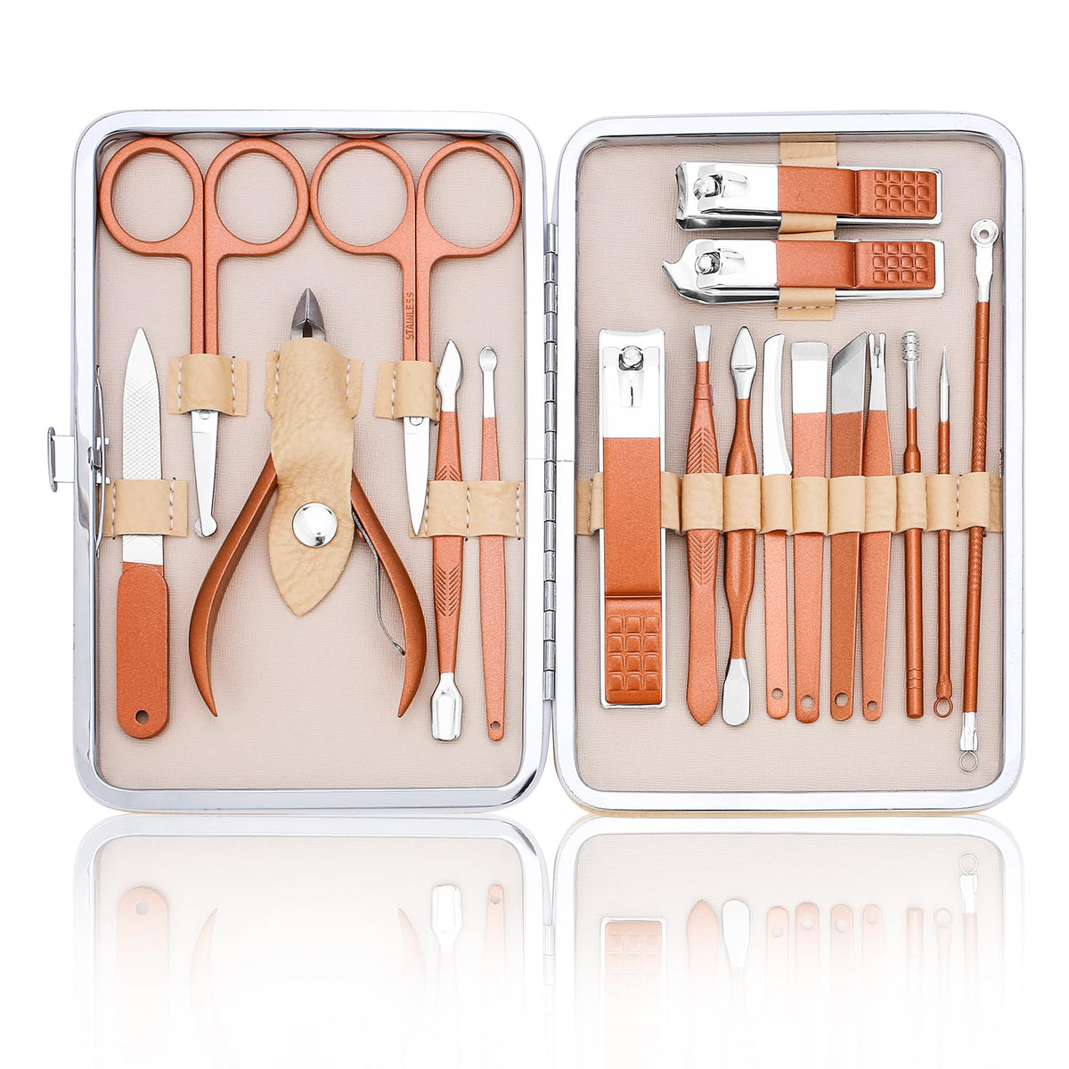 LifHap professional nail care kit rose gold case for stylish travel storage.