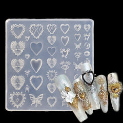 LIFOOST 3D love pattern mold for nails with detailed heart and butterfly designs