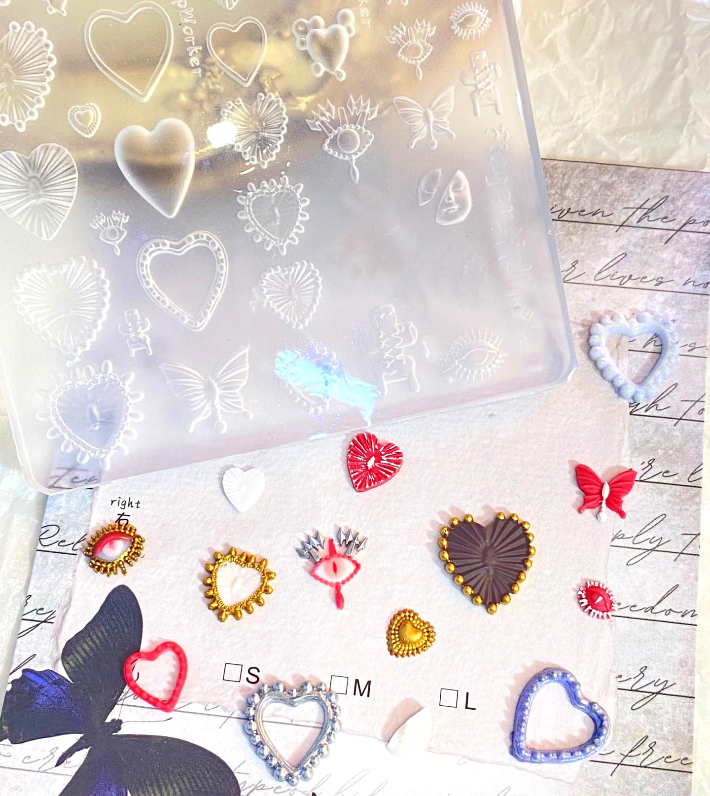 LIFOOST heart cross butterfly eyes mold for nails enhances DIY artistry