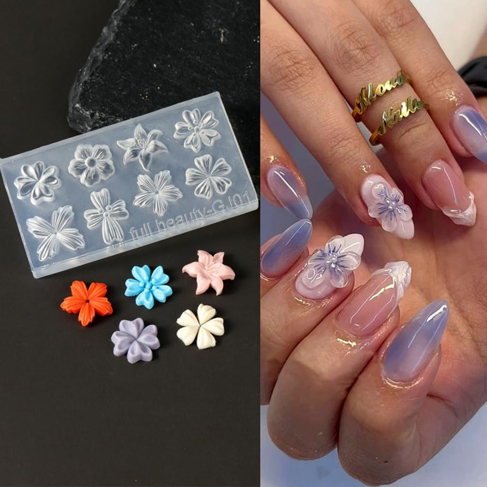 LIFOOST silicone nail-art mold rose closeup highlights petal precision.