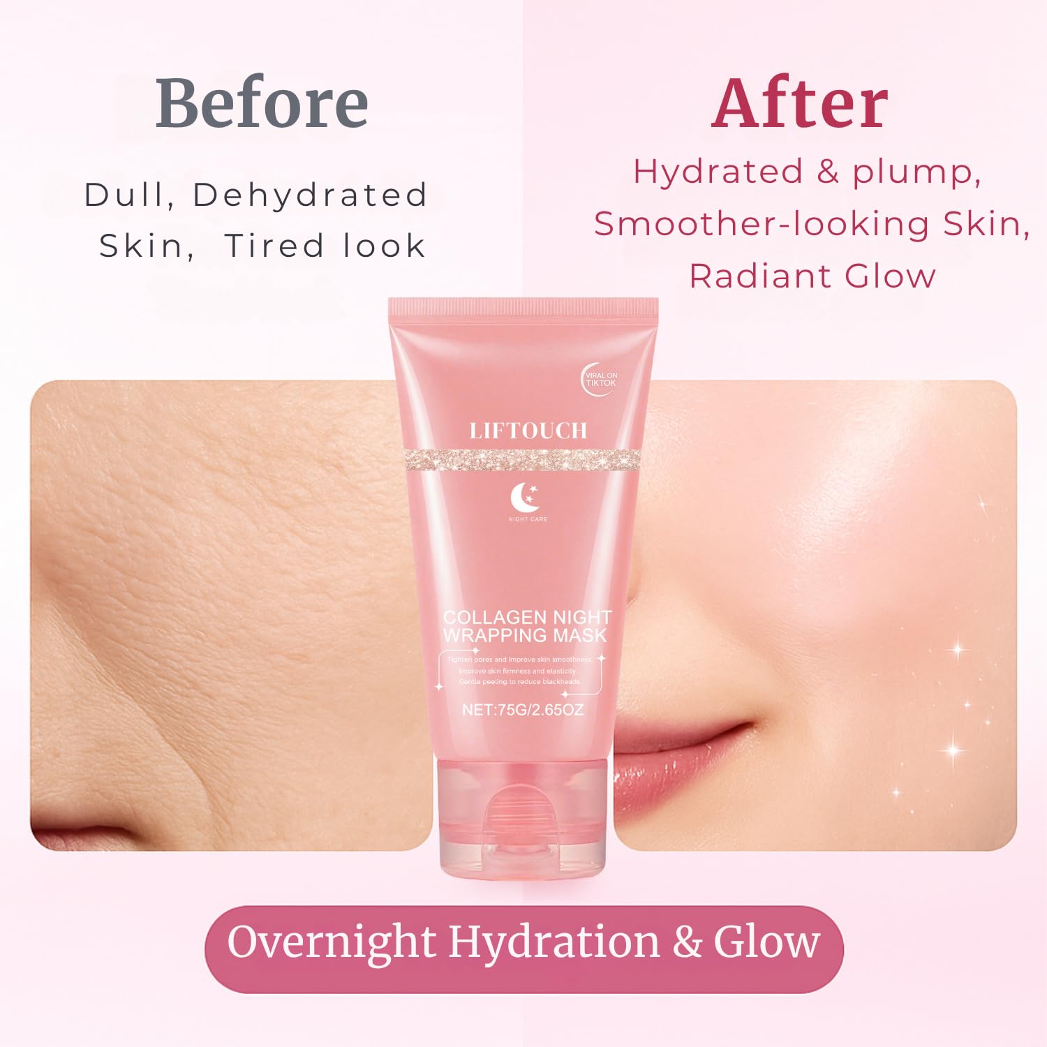 Close-up of hydrolyzed collagen peptides in Liftouch formula aiding elasticity