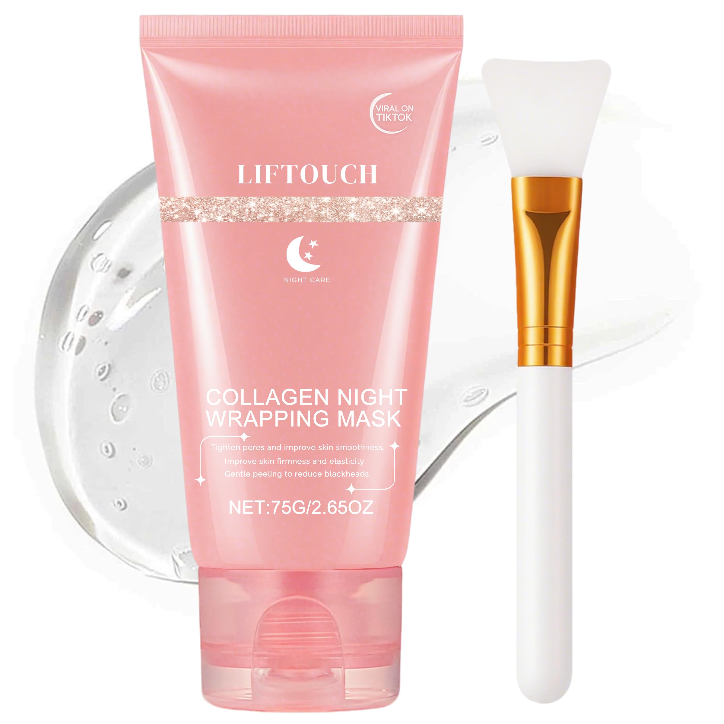 Liftouch Korean Collagen Night Wrap Mask bottle shown for overnight hydration