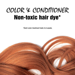 Light Mountain Auburn swatch on hair demonstrates warm, natural semi-permanent shade.