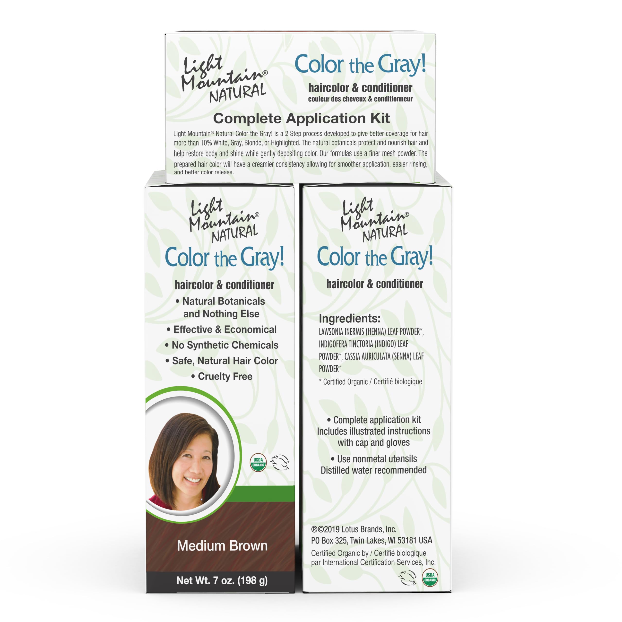 Light Mountain Henna kit complete for vegan, plant-based hair color experience