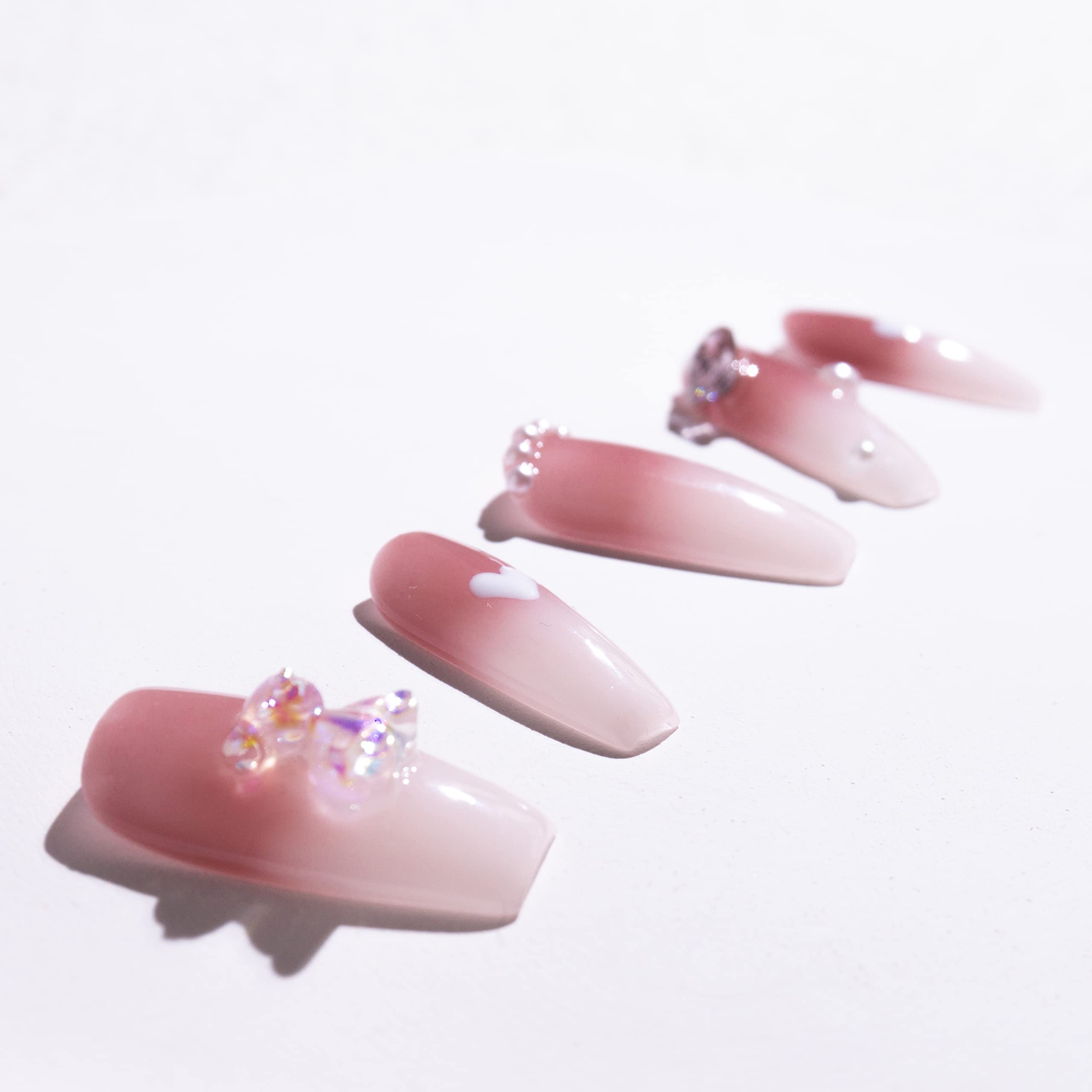 Light Rain handmade nails showcasing a 3D gel finish for durable salon-style wear.