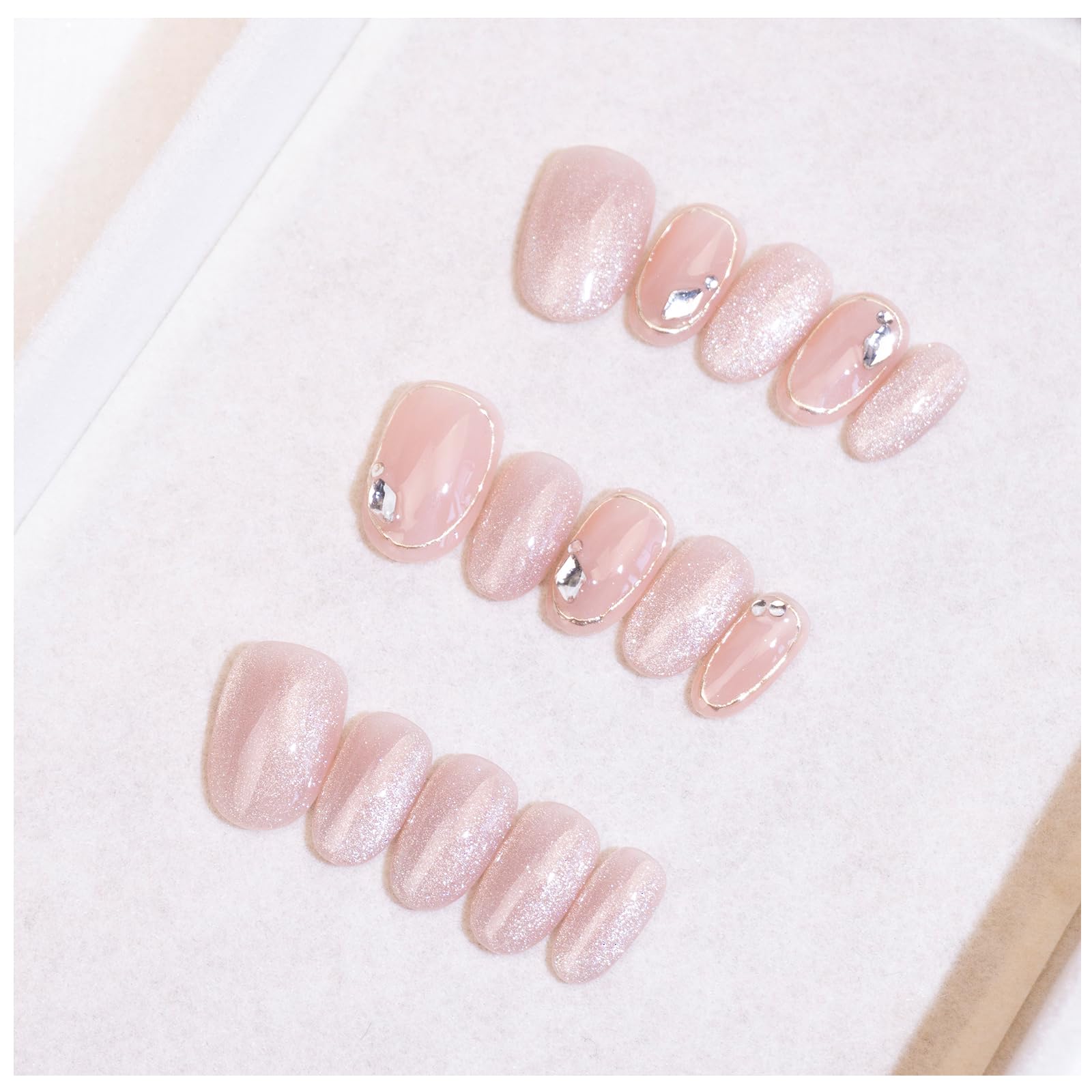 Light Rain small-size press-on nails with hand-painted design for at-home luxury manicure