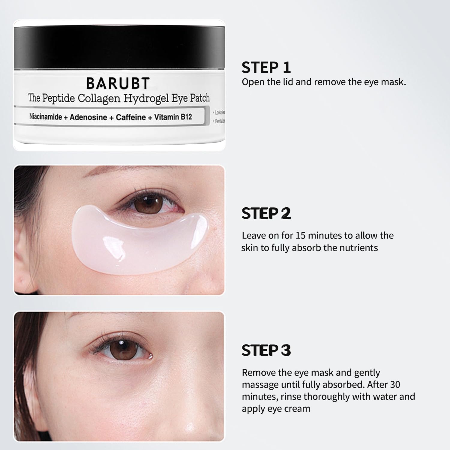 LIHUOMEI Before-after in-use patch illustrates visible under-eye refreshment