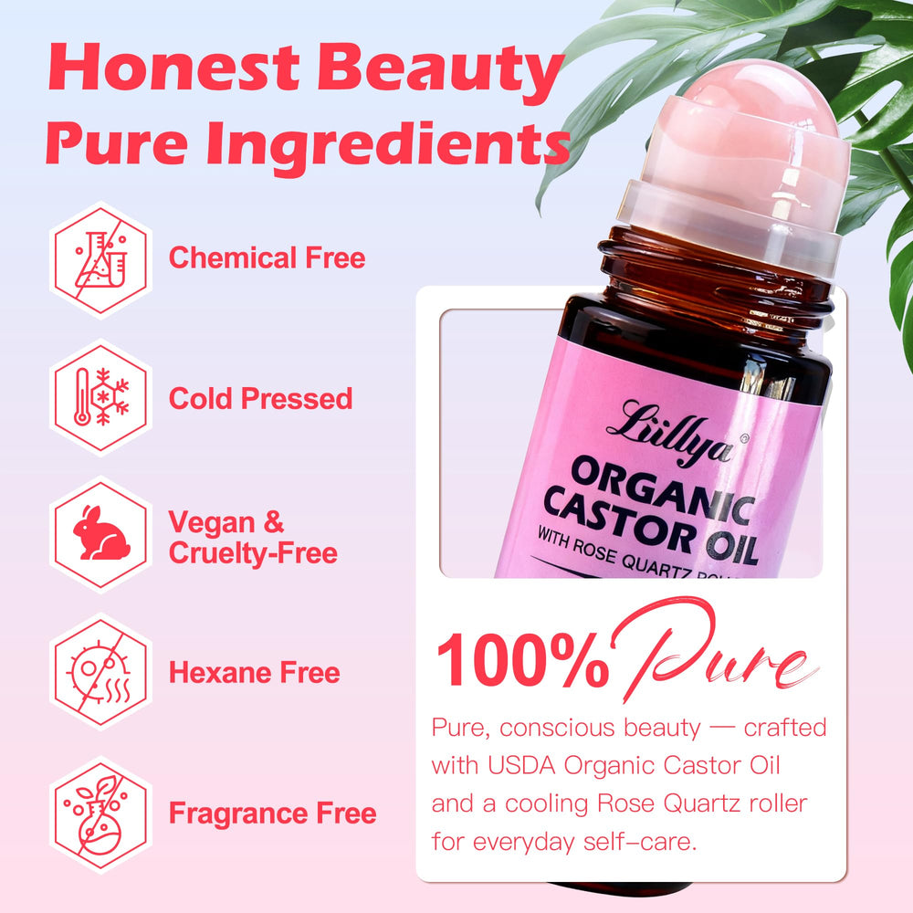 Liillya amber glass bottle preserves freshness and potency of castor oil.