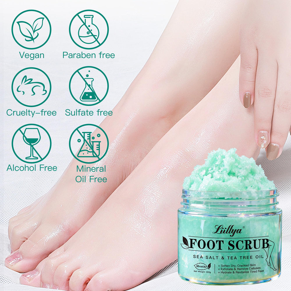 Liillya foot scrub applied on damp feet for best results