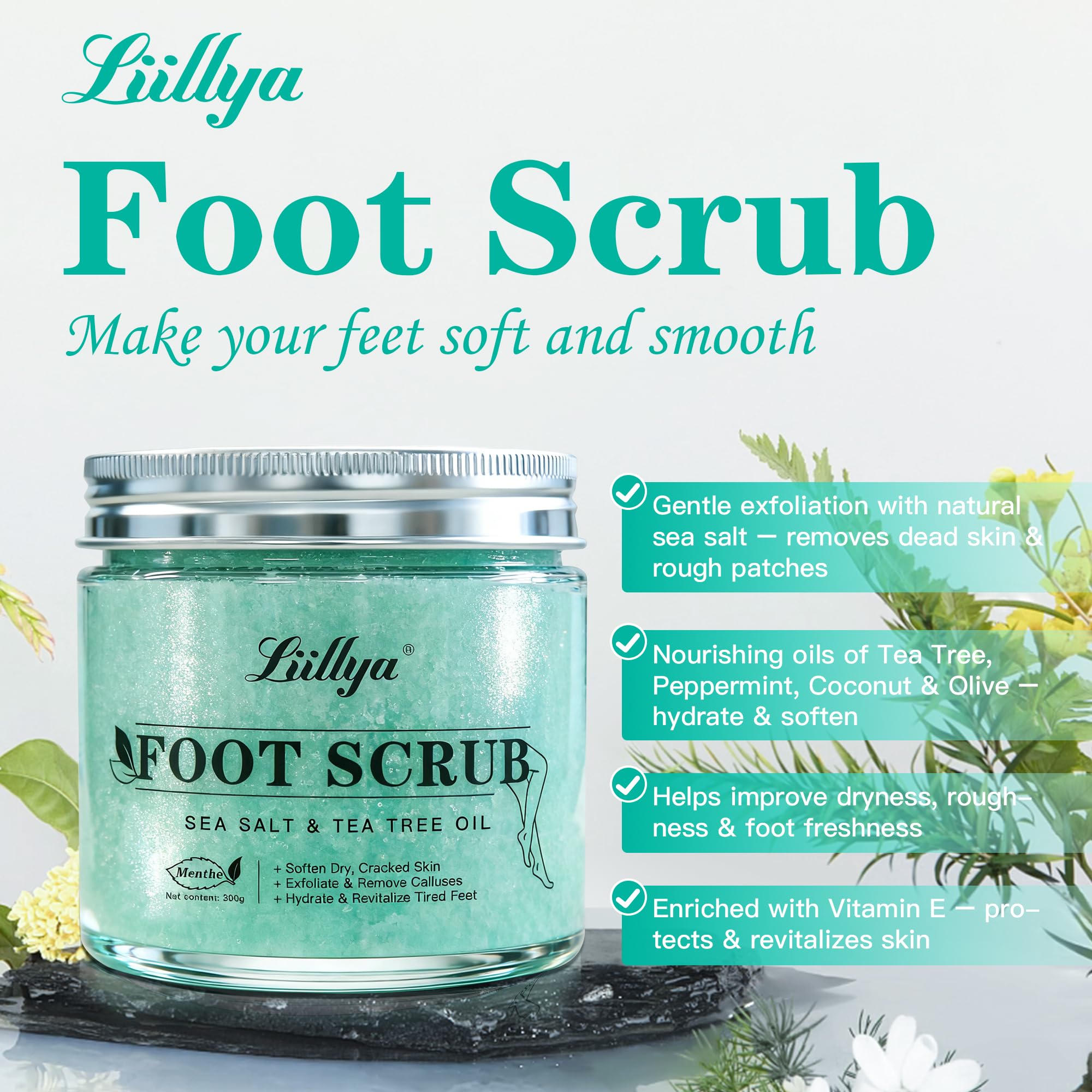 Liillya foot scrub smoothing cracked heels