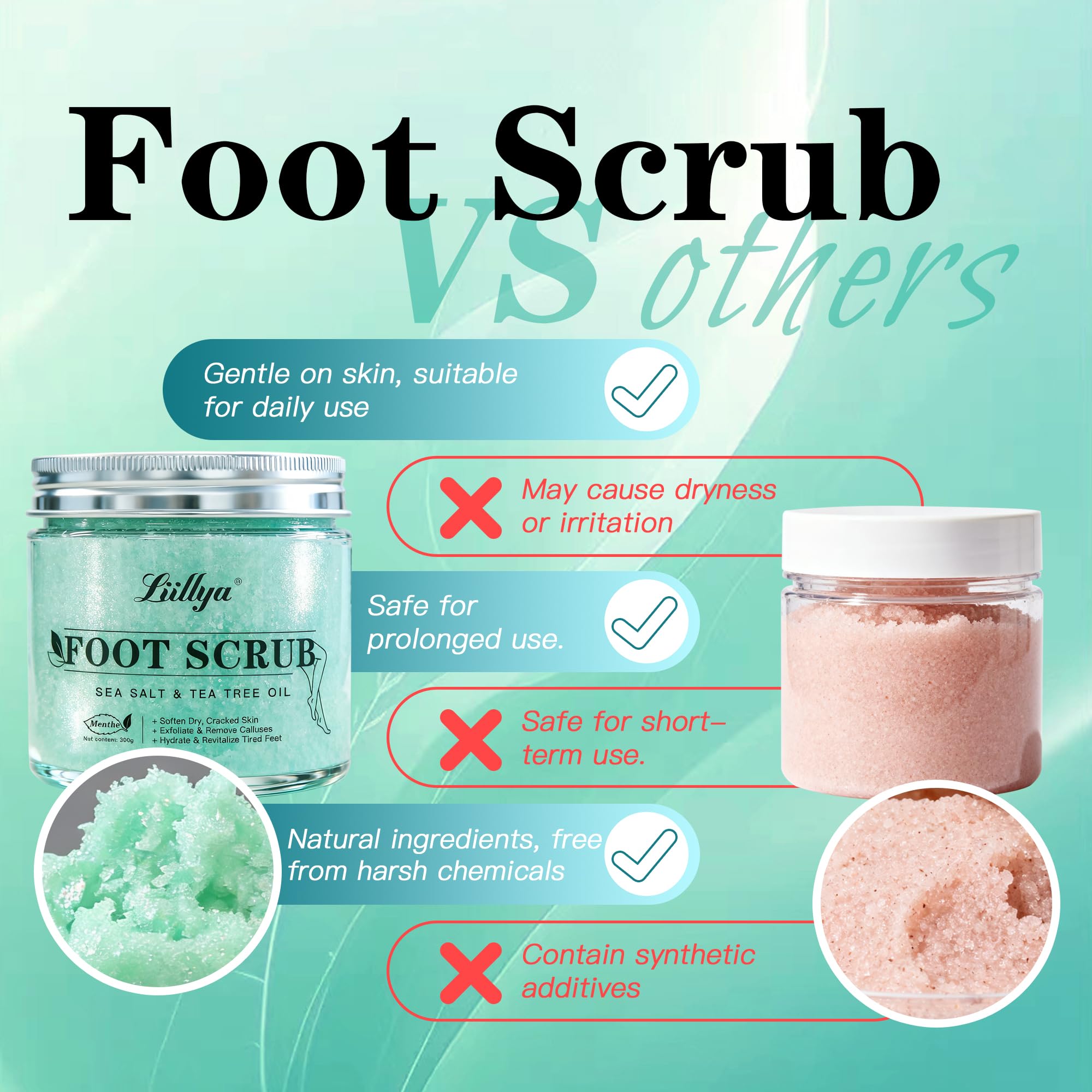 Liillya foot scrub tub close-up showing texture