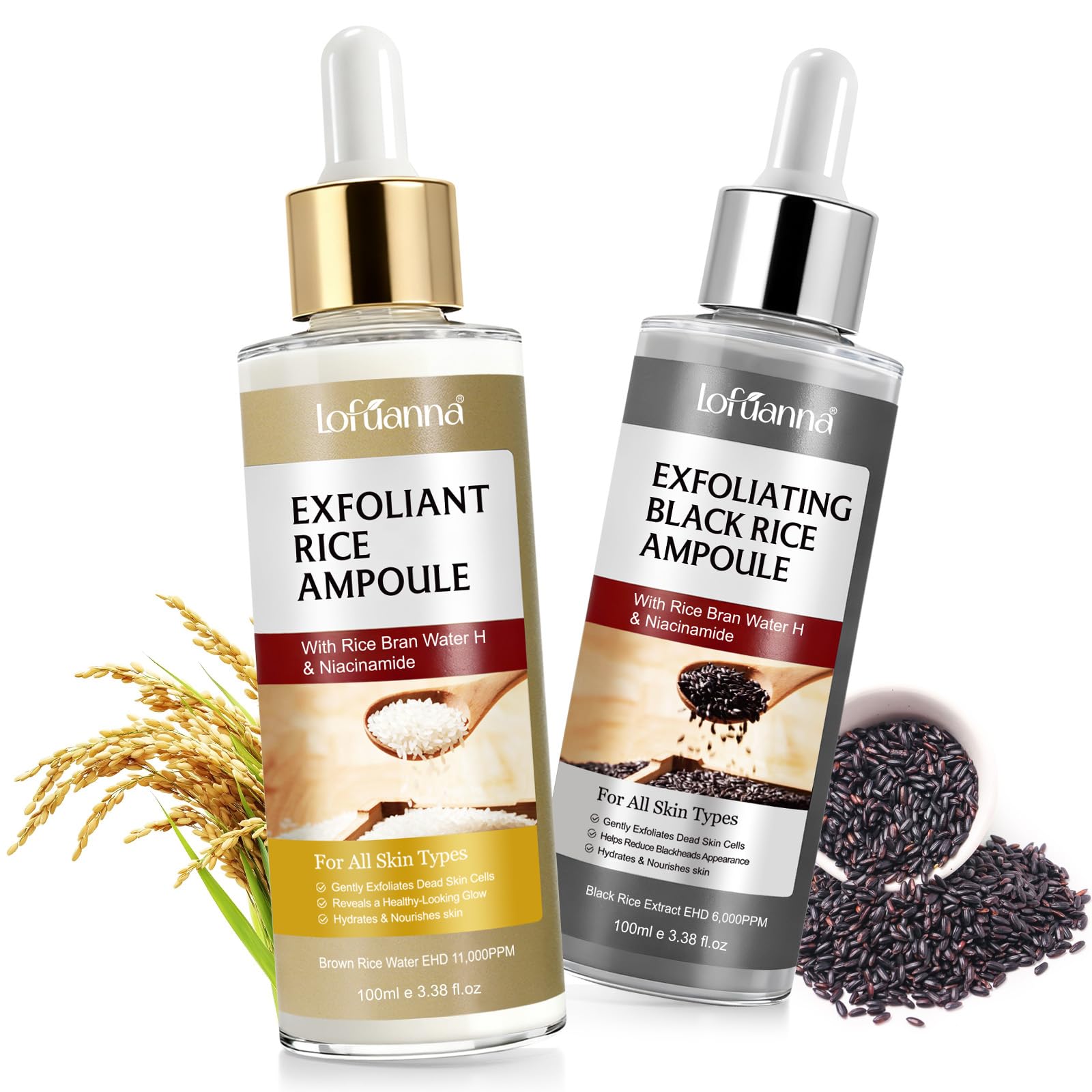 liiutry Glow Rice Ampoule Duo packaging for at-home skincare use