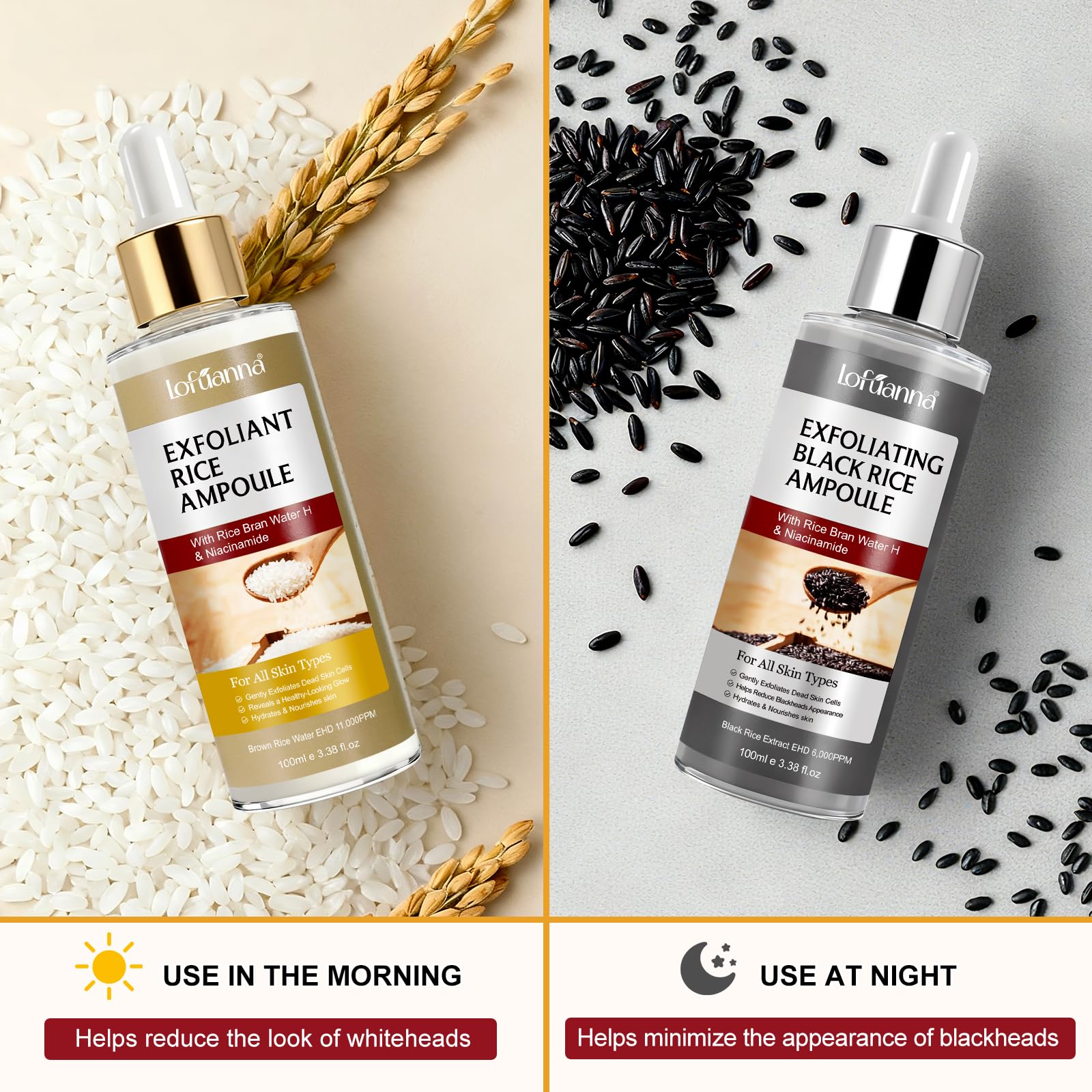 Dual-day and night care system of liiutry Glow Rice Ampoule Duo