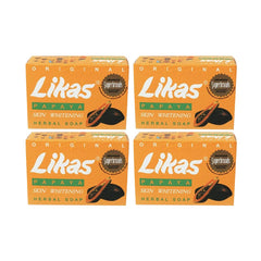 Likas Original Papaya Soap set of four bars shown, ready for daily cleansing and easy sharing.