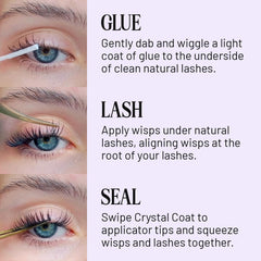 Lilac St lashes worn on eye for lightweight comfort and fluttery volume.