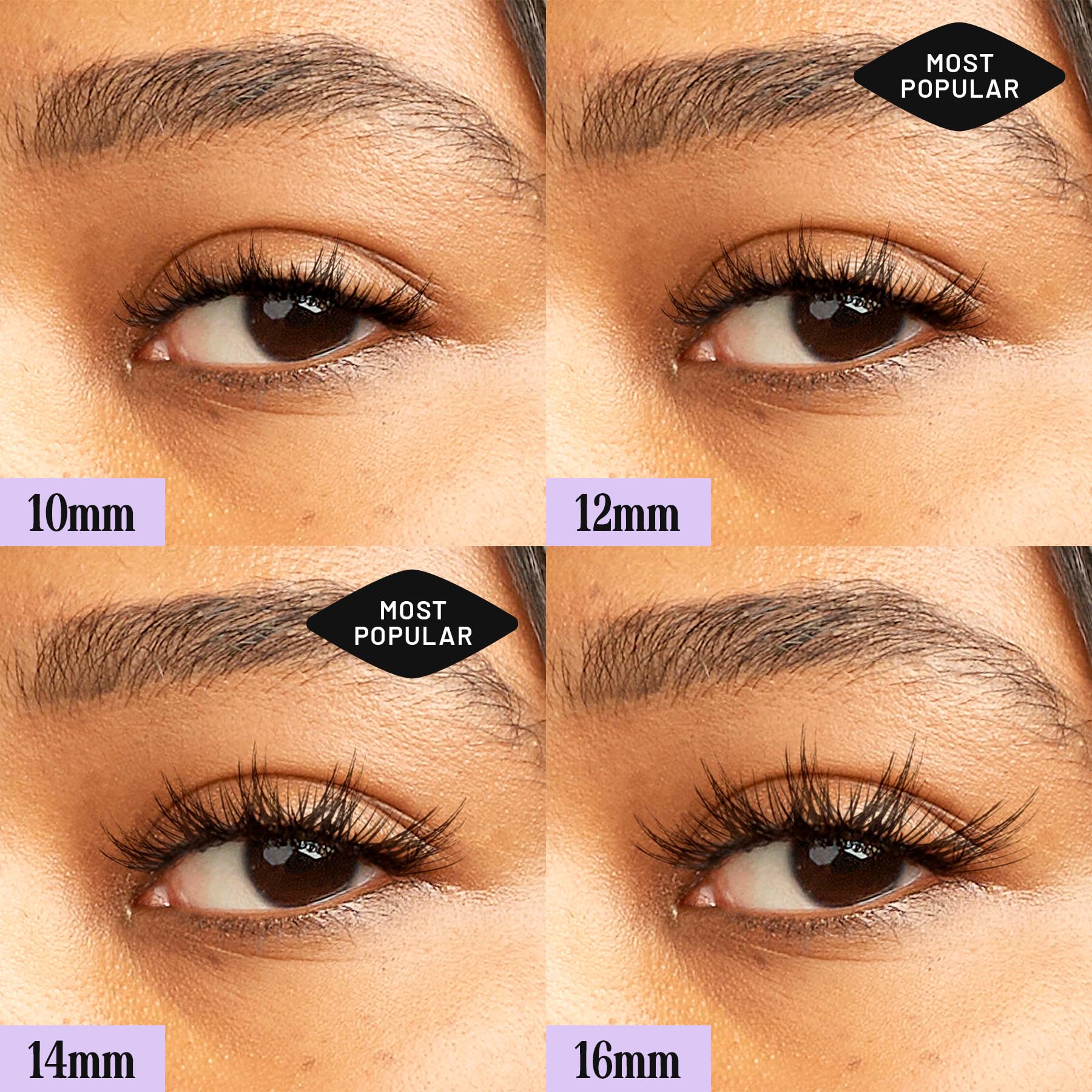 Lower lash application option with Lilac St faux clusters for soft, open look.