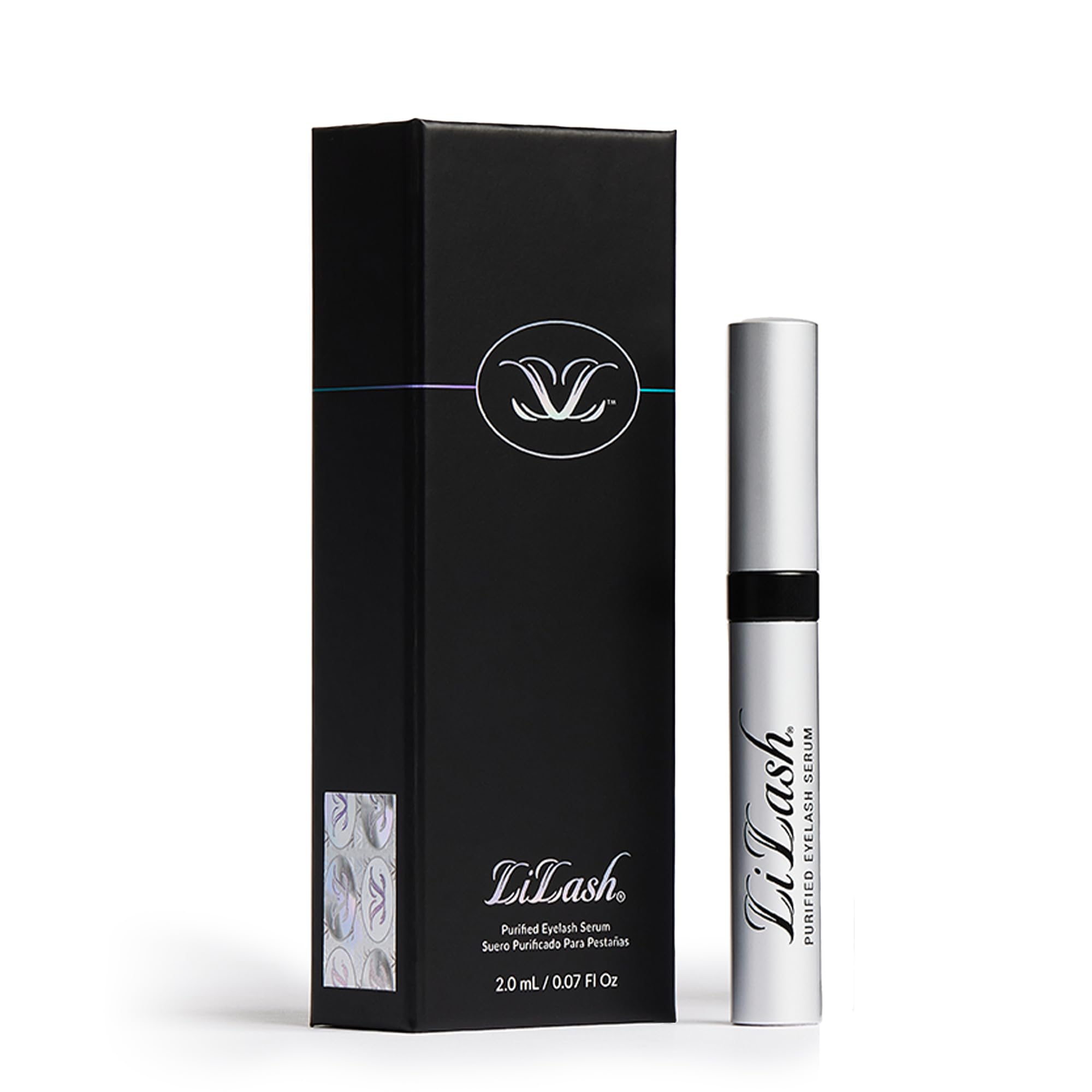 LiLash purified eyelash serum bottle close-up for easy nightly application.