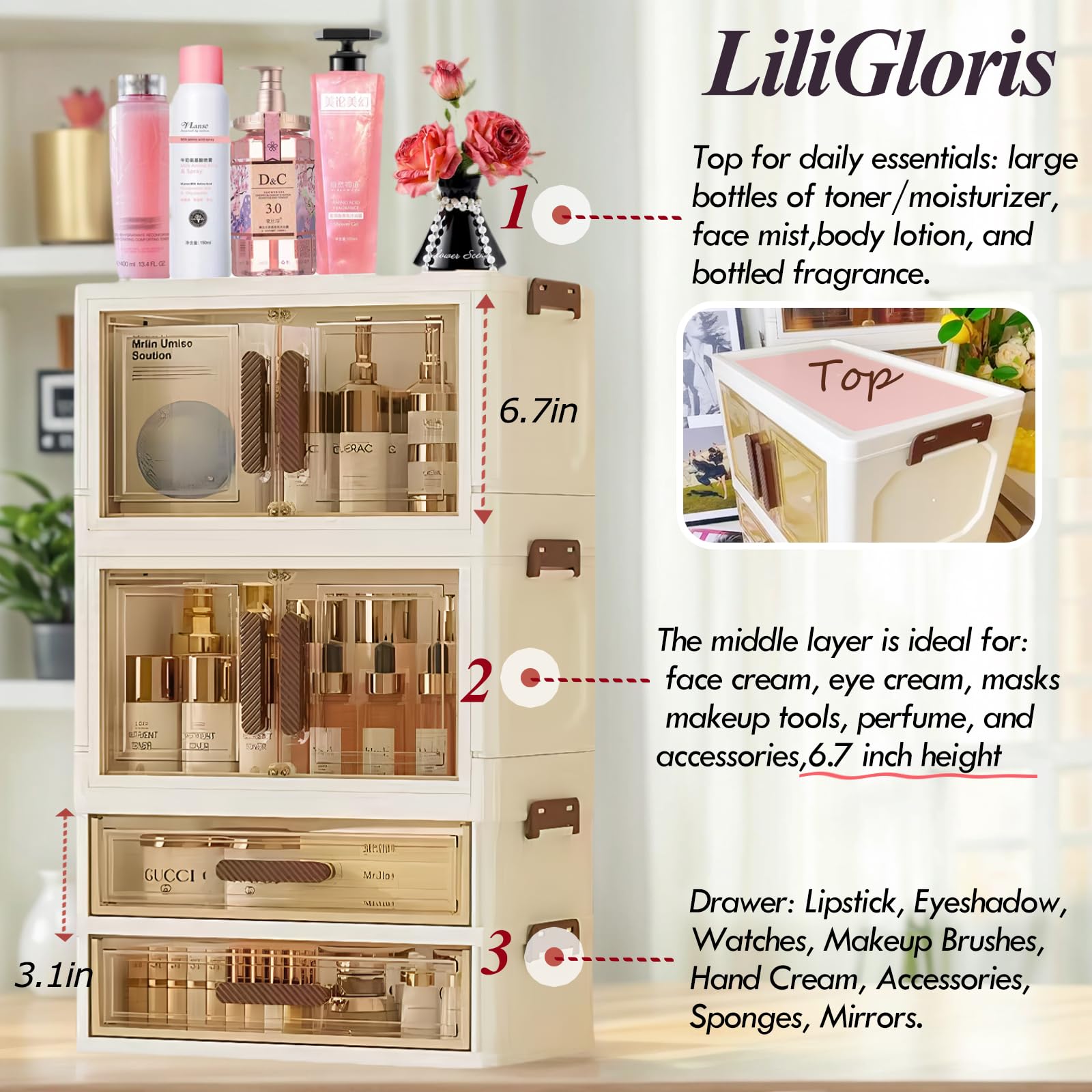 LiliGloris ideal for dorms, bathrooms, and vanity spaces.