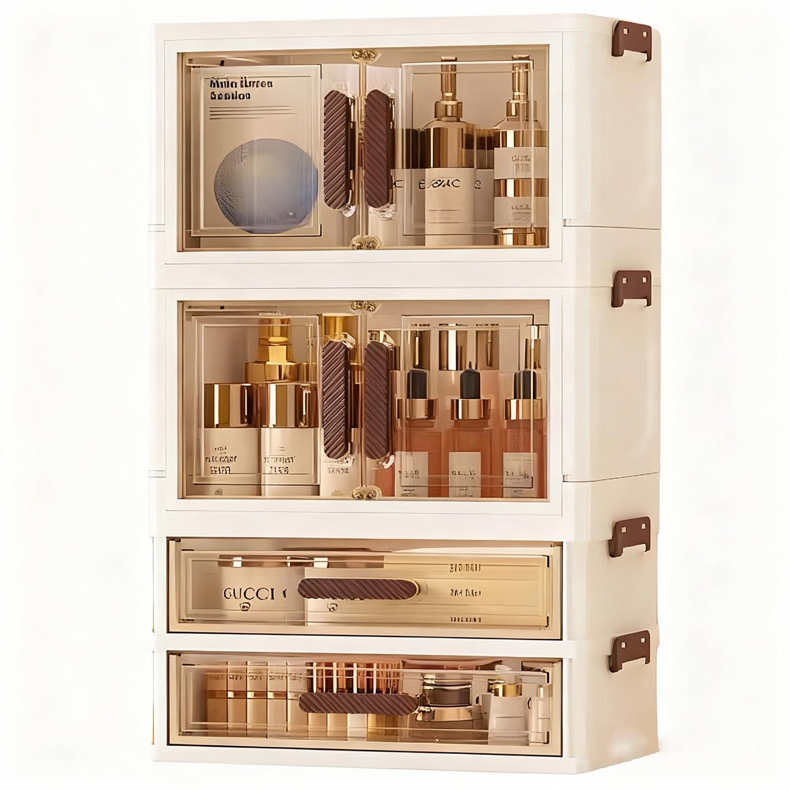 LiliGloris makeup organizer with drawers and compartments for tidy vanity storage.