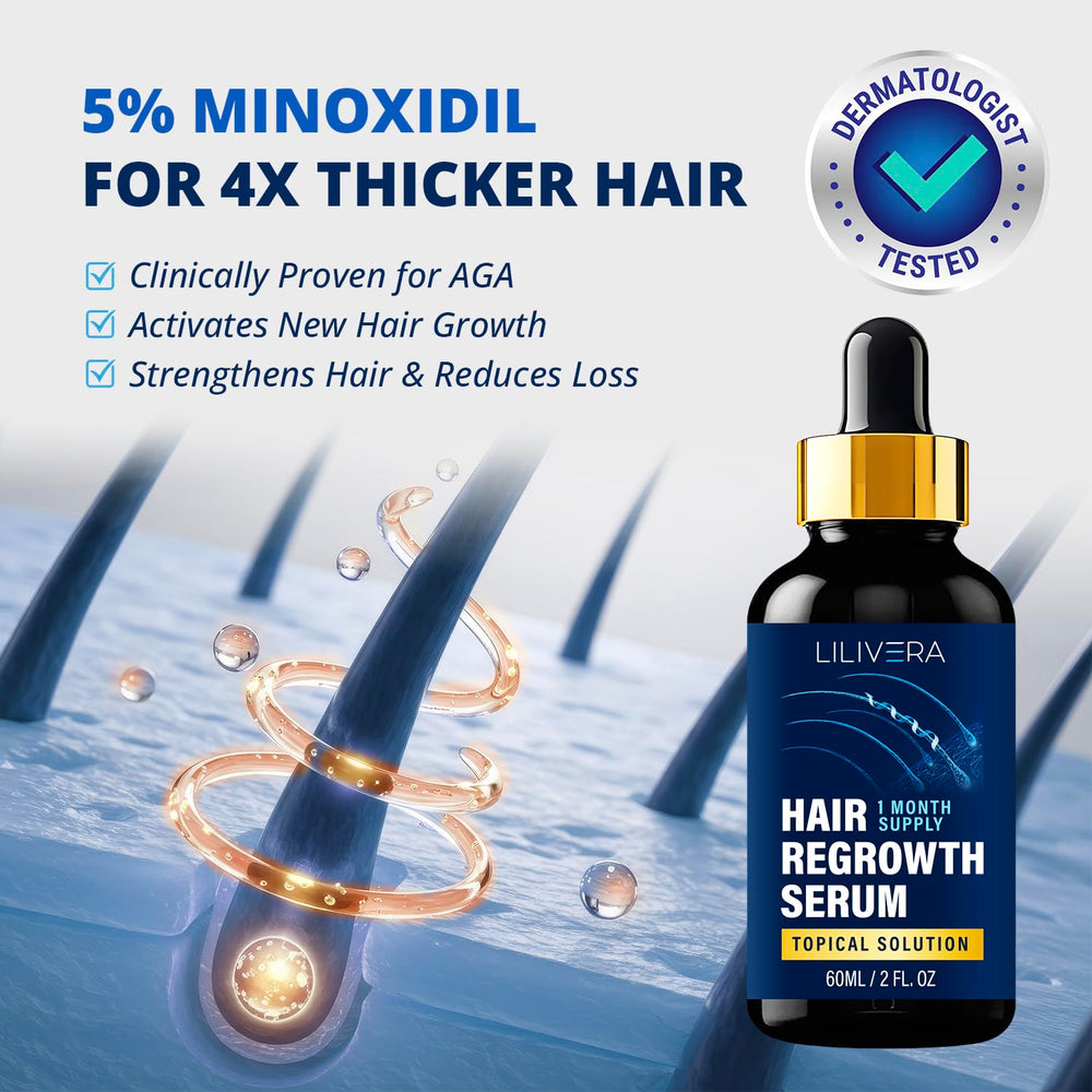 Lilivera Biotin-infused regrowth serum supports scalp health and follicle vitality.