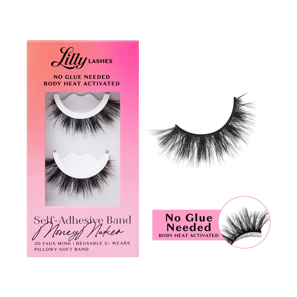 Lilly Lashes 3D self-adhesive lash band for quick, glue-free application.