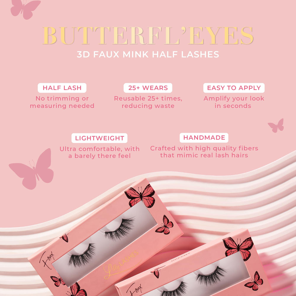 Round-style Butterfl-eyes blend with natural lashes for a soft look