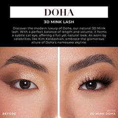 Fluffy cat-eye lashes by Lilly Lashes create a lifted, eye-enhancing silhouette.