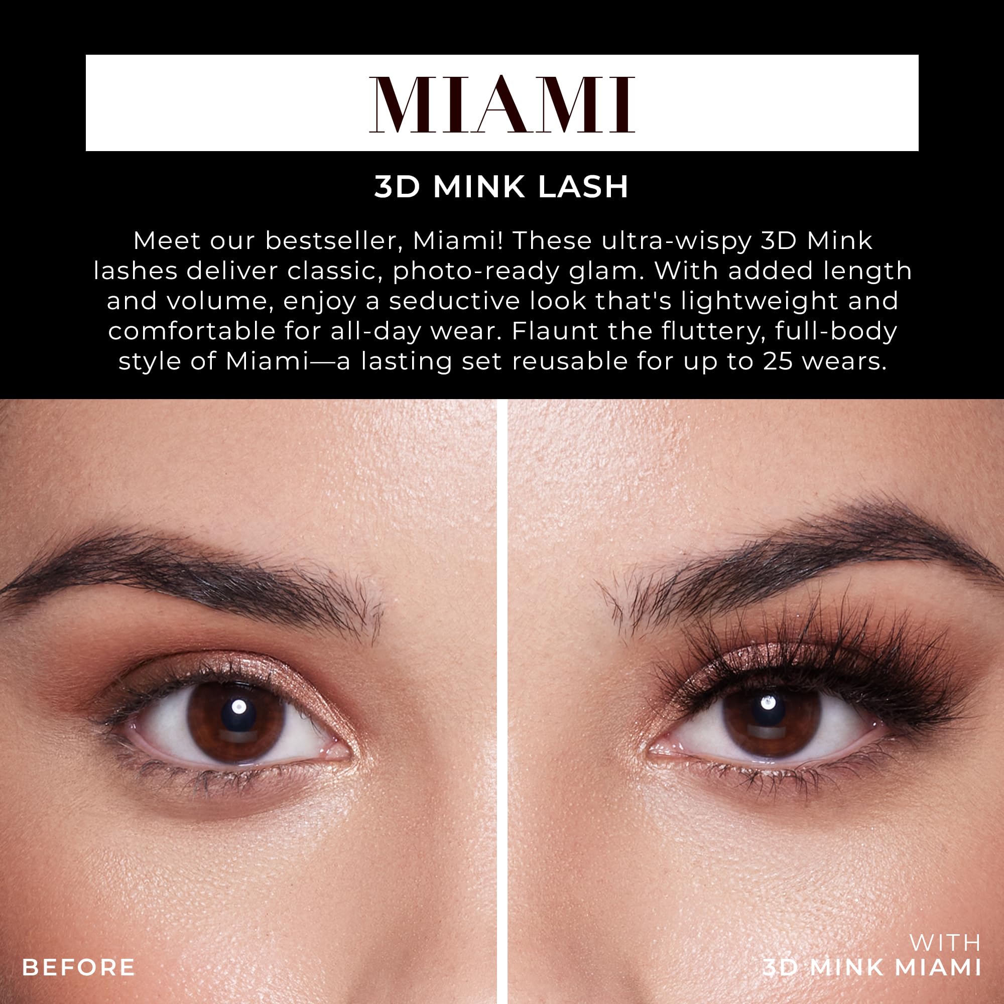Lilly Lashes Miami 3D Mink box with reusable case shown