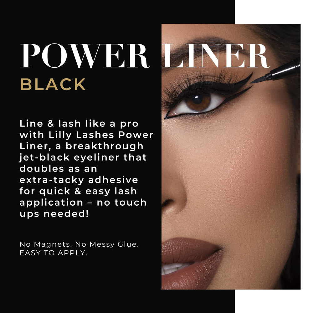 Lilly Lashes Power Liner in use applying lash onto eye with tacky liner