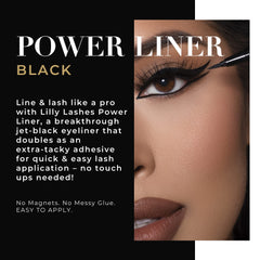 Lilly Lashes Power Liner in use applying lash onto eye with tacky liner