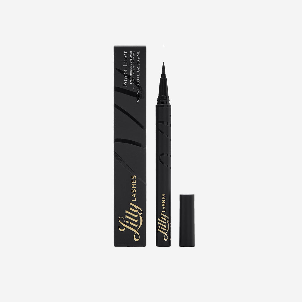Lilly Lashes Power Liner tube up close showing precise tip and noir pigment for smooth lining