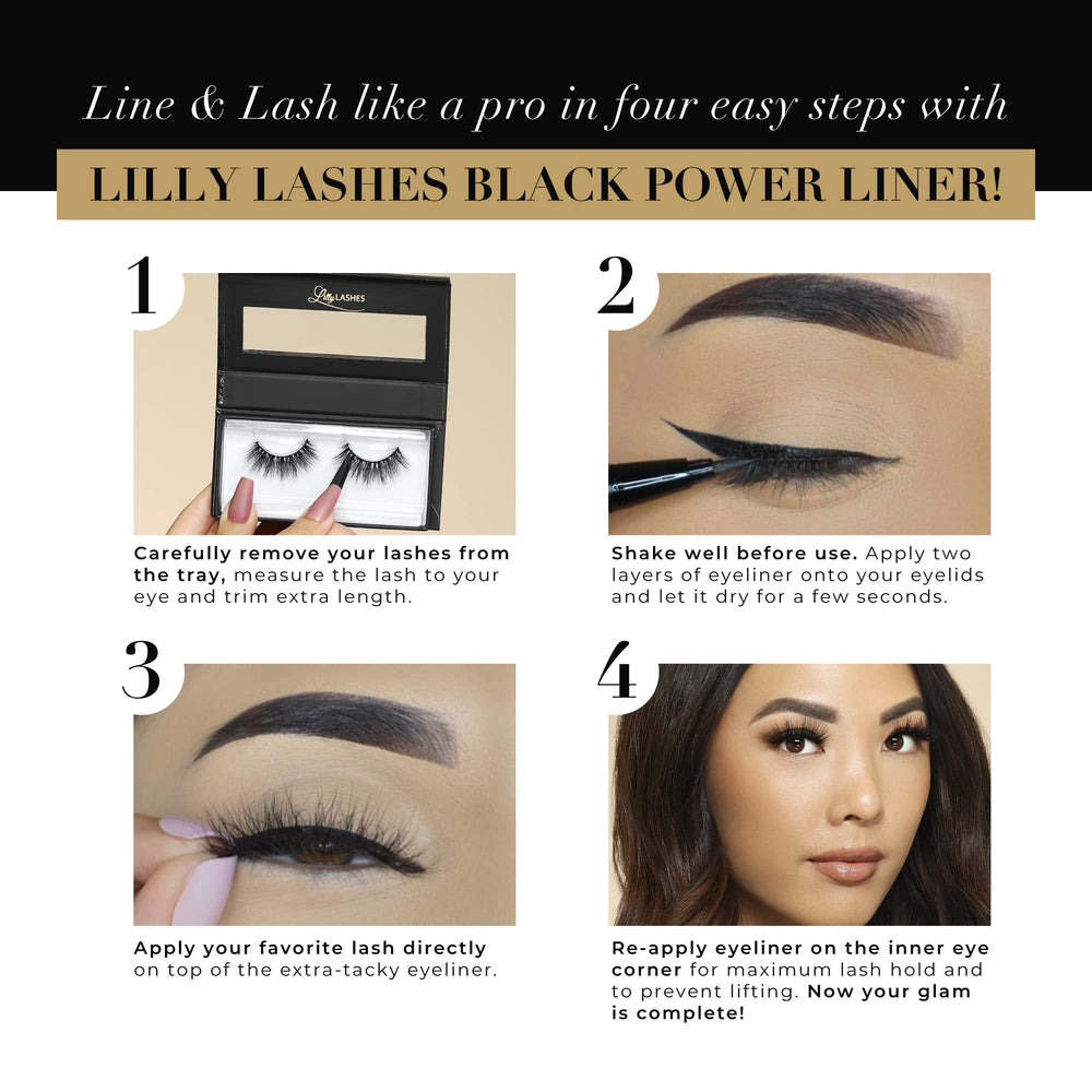 Lilly Lashes Power Liner two-step application preparing liner and lash placement